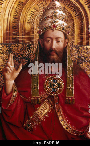 God (Ghent Altarpiece) by Jan van Eyck, (1390-1441), Belgium, Ghent, Cathedral of St. Bavo Stock Photo