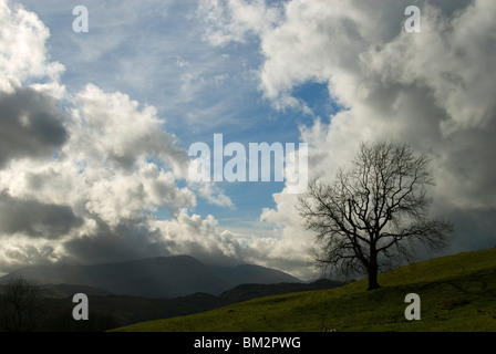 Dramatic skies over the Coniston Fells, Lake District, Cumbria, England, UK Stock Photo