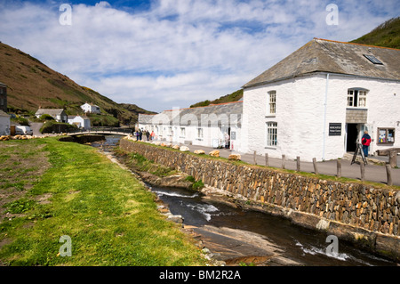 The village of Boscastle in Cornwall, England, UK, with the visitor centre on the right Stock Photo