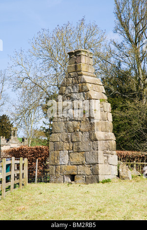 The chimney stack remains of the Guest House at "Bolton Abbey", Yorkshire, England. Stock Photo