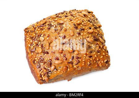 One wholemeal seed roll isolated on white Stock Photo