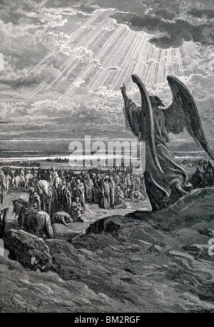 Angel Rebukes Israel by Gustave Dore, (1832-1883) Stock Photo