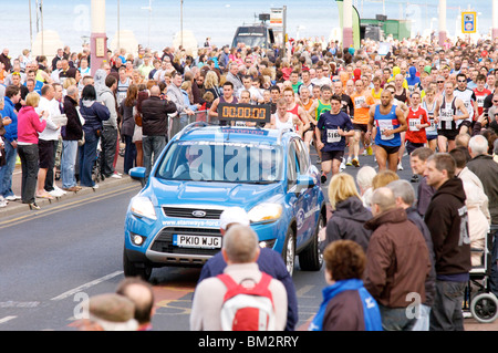 Start of the Blackpool charity 10k fun run along the promenade. Stock Photo