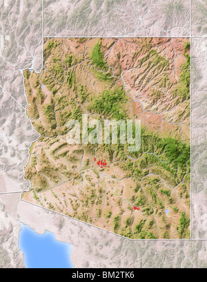 Arizona, shaded relief map. Stock Photo