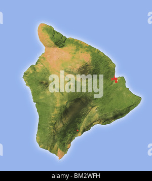 Hawaii, shaded relief map. Stock Photo