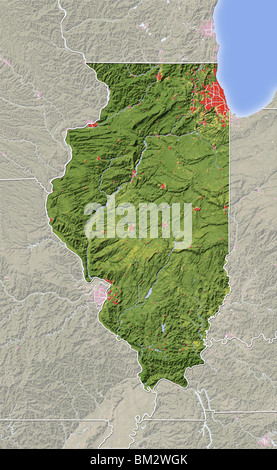 Physical map of Illinois Stock Photo - Alamy