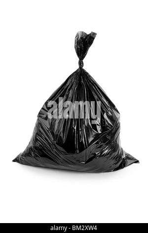 Black Garbage Bag close up Stock Photo