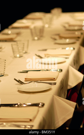 Place setting on dining table Stock Photo