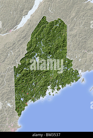 Maine, shaded relief map. Stock Photo