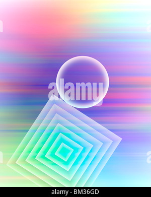 Image of circle and squares, computer graphic Stock Photo