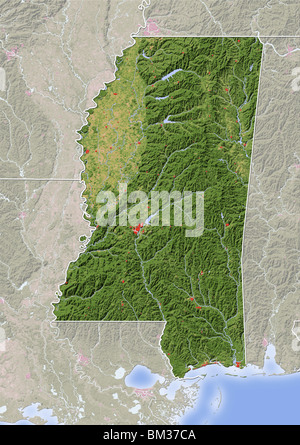 Physical Map Of Mississippi Stock Photo - Alamy