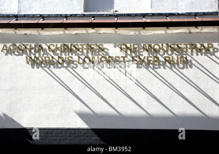 Sign on St Martins Theatre, London for The Mousetrap Stock Photo