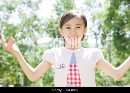 A Girl with Fleshly Green Stock Photo