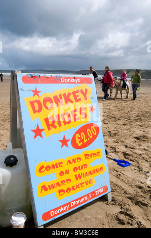 donkey donkeys ride rides traditional british holiday resort resorts holiday beach beaches Scarborough north yorkshire uk Stock Photo