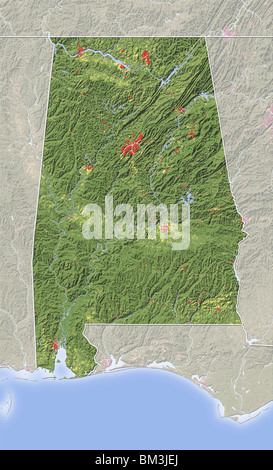 Physical map of Alabama Stock Photo - Alamy