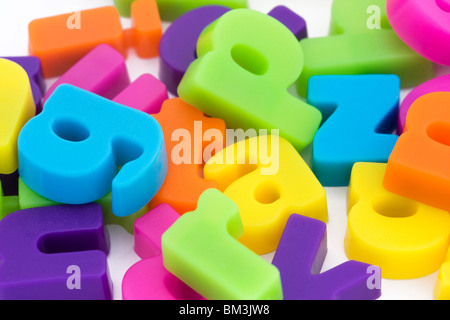 close up background of multicolored magnetic letters Stock Photo