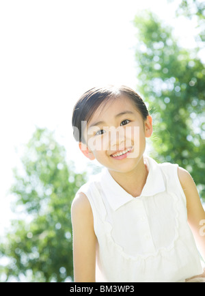 A Girl with Fleshly Green Stock Photo