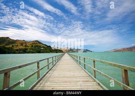 Jetty at Governor's Bay. Christchurch, Canterbury, South Island, New Zealand Stock Photo