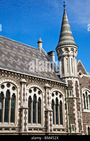 Gothic architecture of the Arts Centre, formerly the Canterbury College. Christchurch, Canterbury, South Island, New Zealand Stock Photo