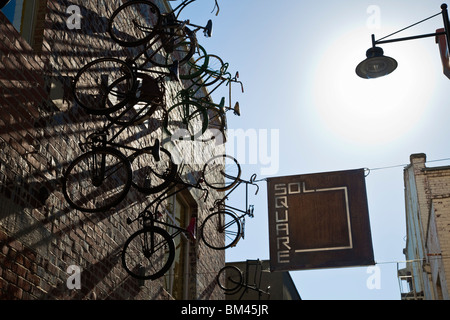 Quirky street art in Sol Square - a bar district on Struthers Lane. Christchurch, Canterbury, South Island, New Zealand Stock Photo