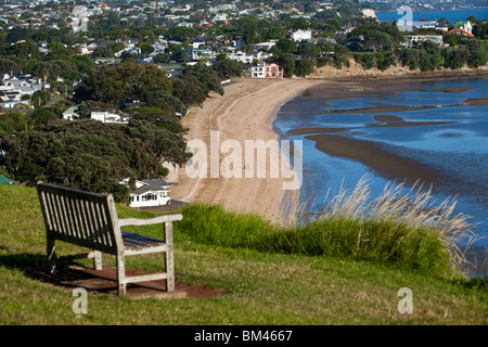 View overlooking Cheltenham Beach at North Head. Devonport, Auckland, North Island, New Zealand Stock Photo