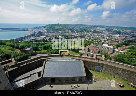 Panoramic view  from top Dover castle, Kent, UK Stock Photo