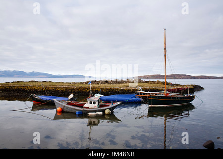Small boats in Portencross Harbour. Stock Photo