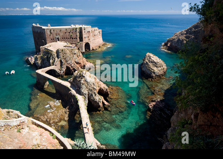 The São João Baptista Fort in the Berlengas nature reserve (Portugal). Le Fort de São João Baptista (Berlengas Grande-Portugal). Stock Photo