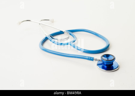 great image of a blue stethoscope on white Stock Photo