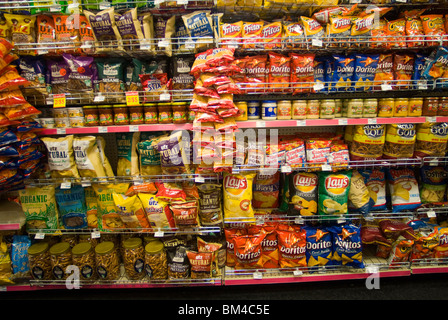 A display of tasty chips and other snacks in a store in New York seen on Saturday, May 8, 2010. (© Richard B. Levine) Stock Photo