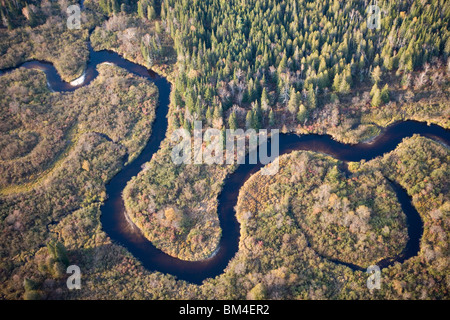 The boggy wetlands of the Nulhegan River in Ferdinand, Vermont.  Near Island Pond.  Conte National Wildlife Refuge. Stock Photo