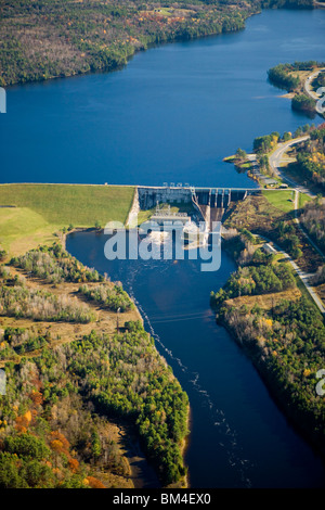 The Moore Dam and Moore Reservoir on the Connecticut River in Littleton, New Hampshire. Stock Photo