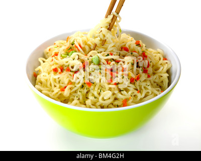 Cooked instant noodles isolated against a white background Stock Photo