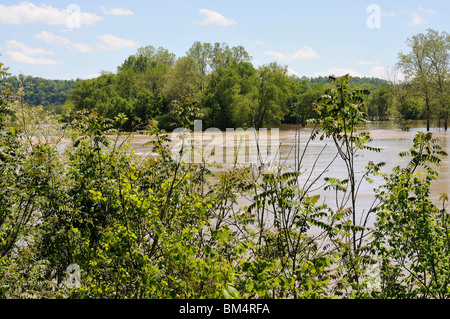 Flooding waters of  the Kentucky River at Fort Boonesborough Kentucky USA Stock Photo