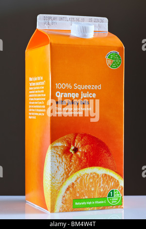 Carton of Orange juice with bits Stock Photo - Alamy