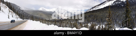 Wintertime panorama view from Highway 50 to the north from Monarch Pass, Colorado, USA Stock Photo