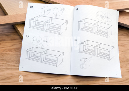 Self assembly instructions for Ikea flat pack furniture Stock Photo