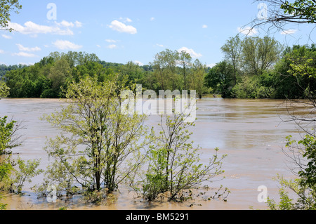 Flooding waters of  the Kentucky River at Fort Boonesborough Kentucky USA Stock Photo