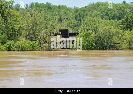 Flooding waters of  the Kentucky River at Fort Boonesborough Kentucky USA Stock Photo