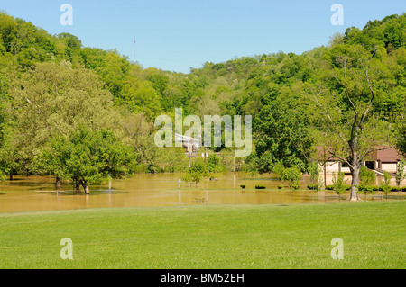 Flooding waters of  the Kentucky River at Fort Boonesborough Kentucky USA Stock Photo