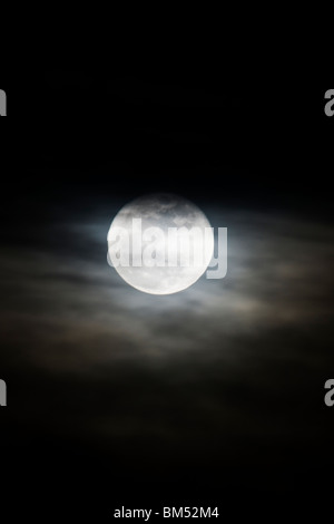 Full moon rises over the small mountain town of Salida, Colorado, USA Stock Photo