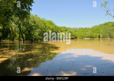 Flooding waters of  the Kentucky River at Fort Boonesborough Kentucky USA Stock Photo