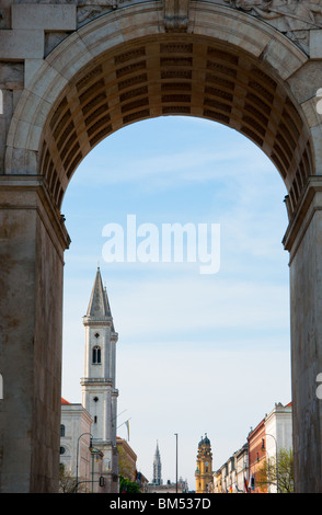 View through the Siegestor (Victory Arch), Munich. Germany Stock Photo