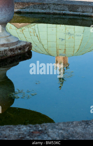 Hofgarten fountain water reflections of Diana's temple in Munich. Stock Photo