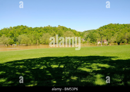 Flooding waters of  the Kentucky River at Fort Boonesborough Kentucky USA Stock Photo