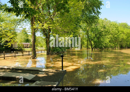 Flooding waters of  the Kentucky River at Fort Boonesborough Kentucky USA Stock Photo