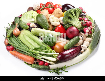 With vegetables in a oval. Isolated on white background Stock Photo