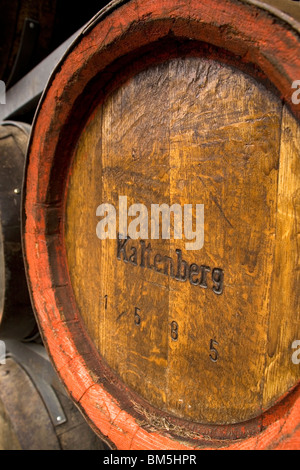 Wooden beer barrels outside of the Schloss Kaltenberg Brewery in Bavaria, Germany.