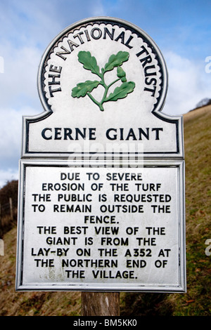 National Trust sign for the Cerne Giant Stock Photo