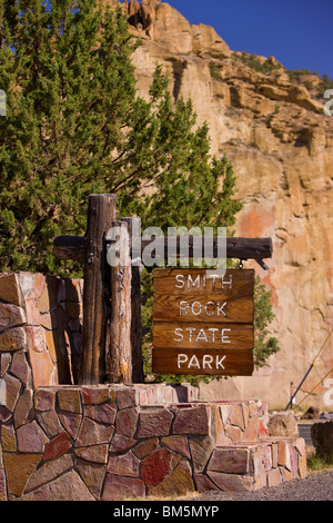 REDMOND, OREGON, USA - Smith Rock State Park, entrance sign. Stock Photo